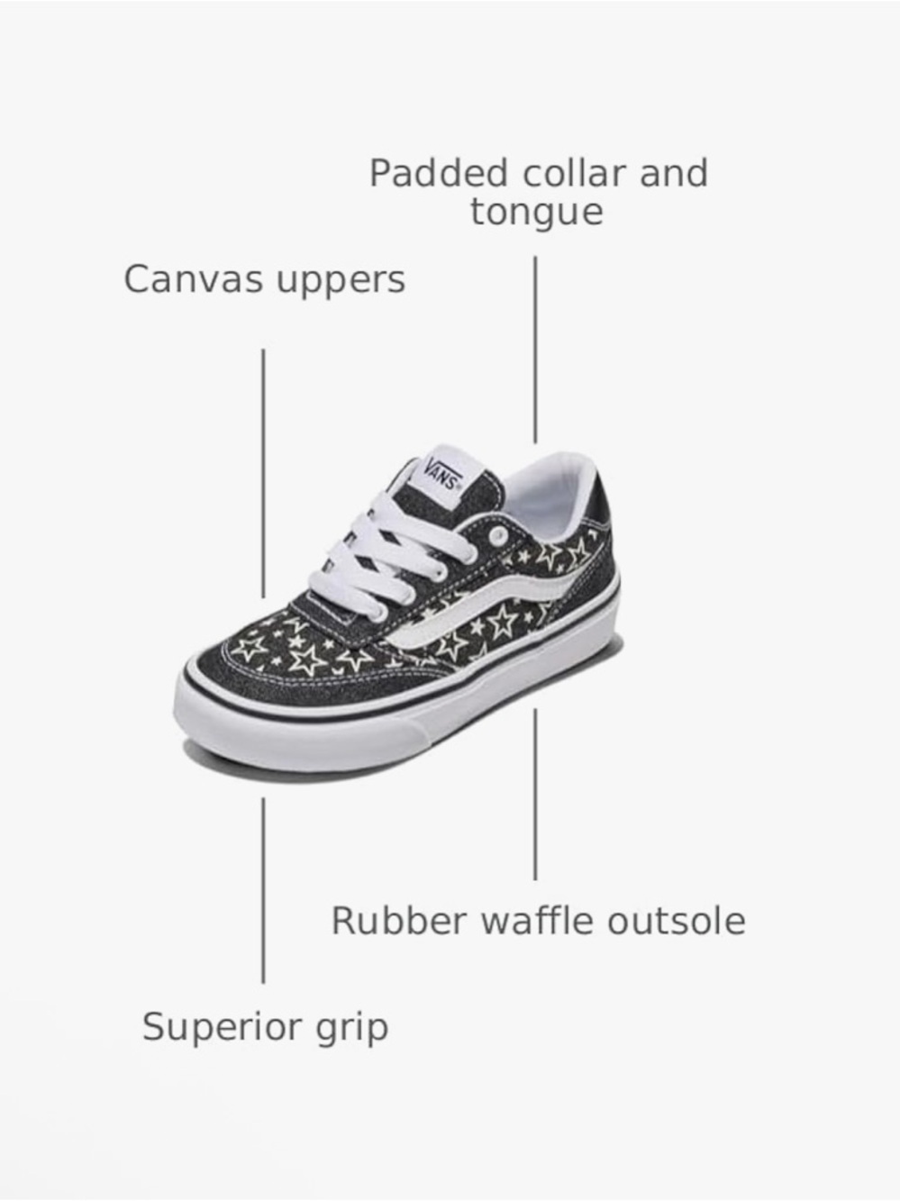 Vans Brooklyn Ls V Stars Black Canvas Velcro Sneakers Toddler Size 8 New NIB - Picture 11 of 11